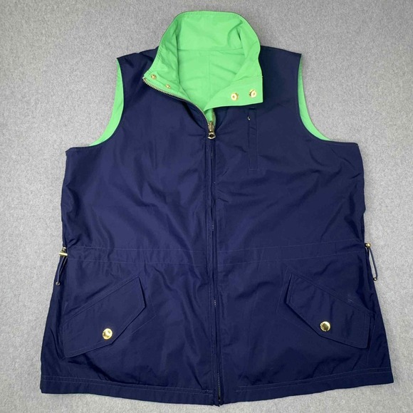 Lauren Ralph Lauren Reversible Vest Navy Green Women's Size XL Sporty Preppy - Picture 1 of 8